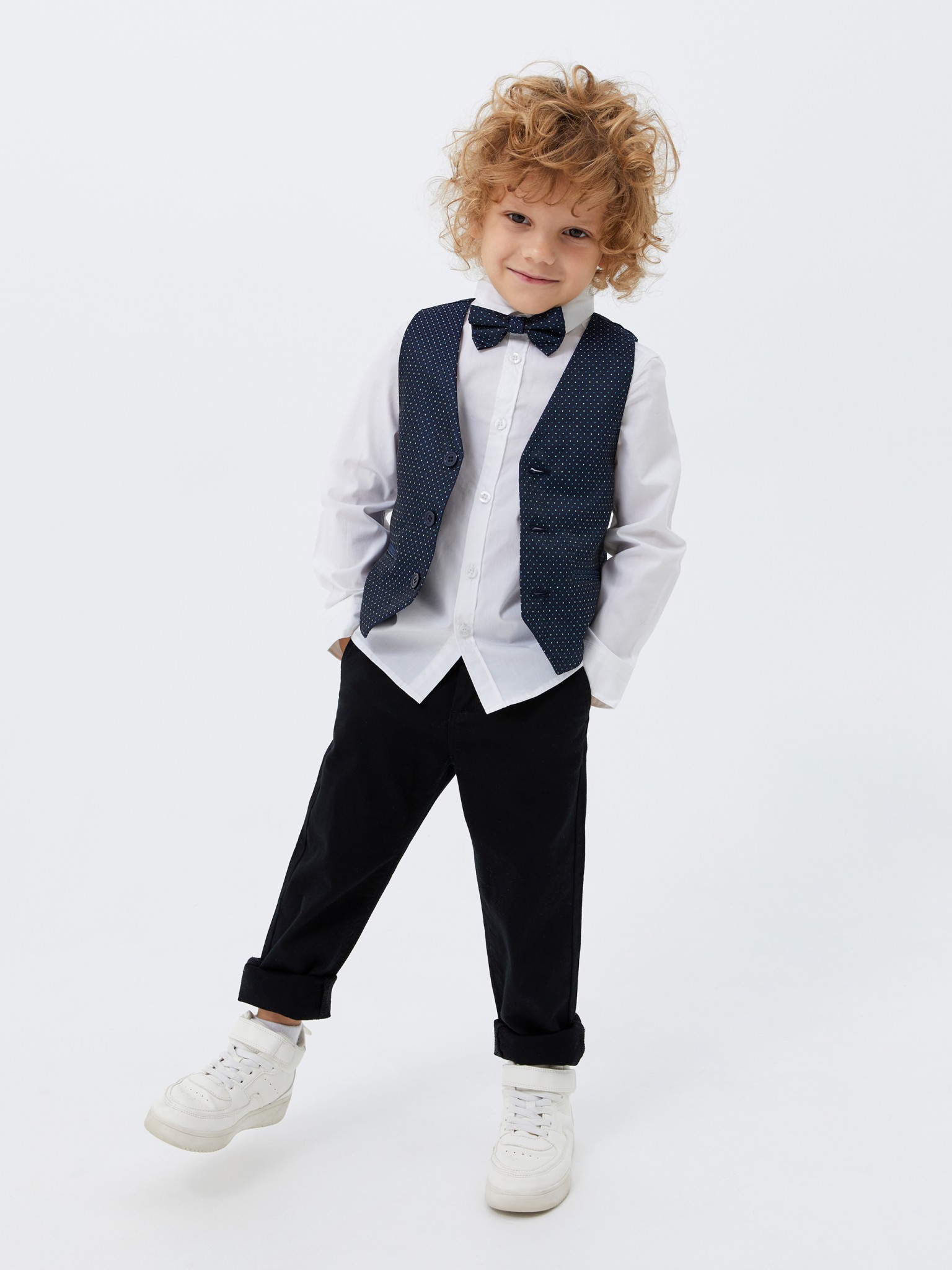 20124200019 Набор детский для мальчиков ((1)сорочка верхняя,(2)галстук,(3)жилет) Fervent_shirt цветной