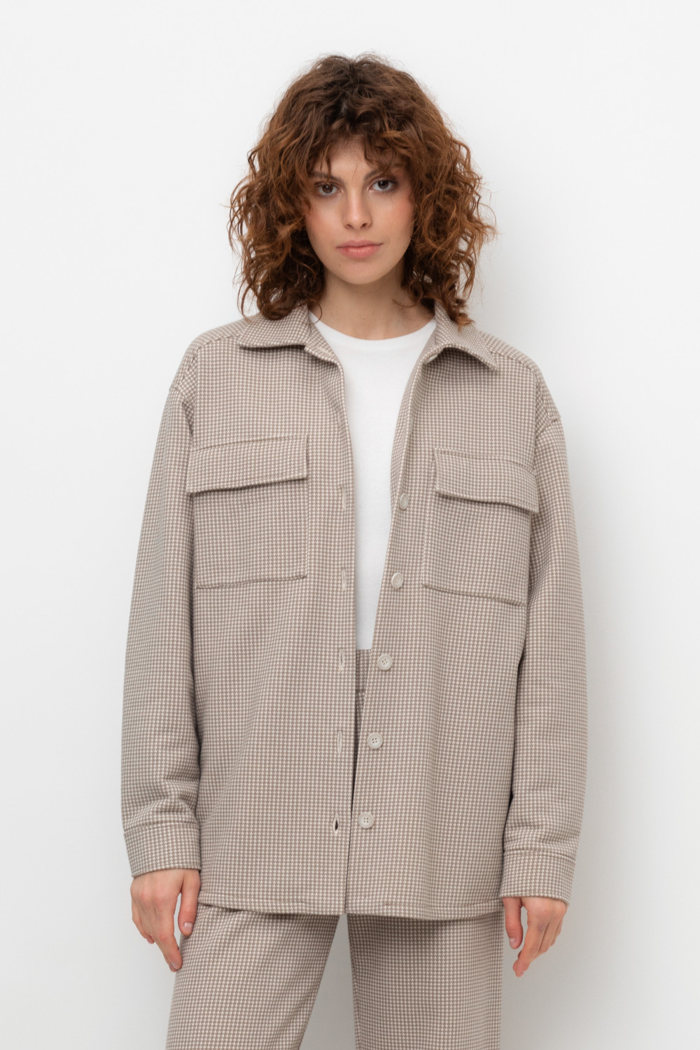 ЕВТ 3254_светлый беж, гусиная лапка Рубашка