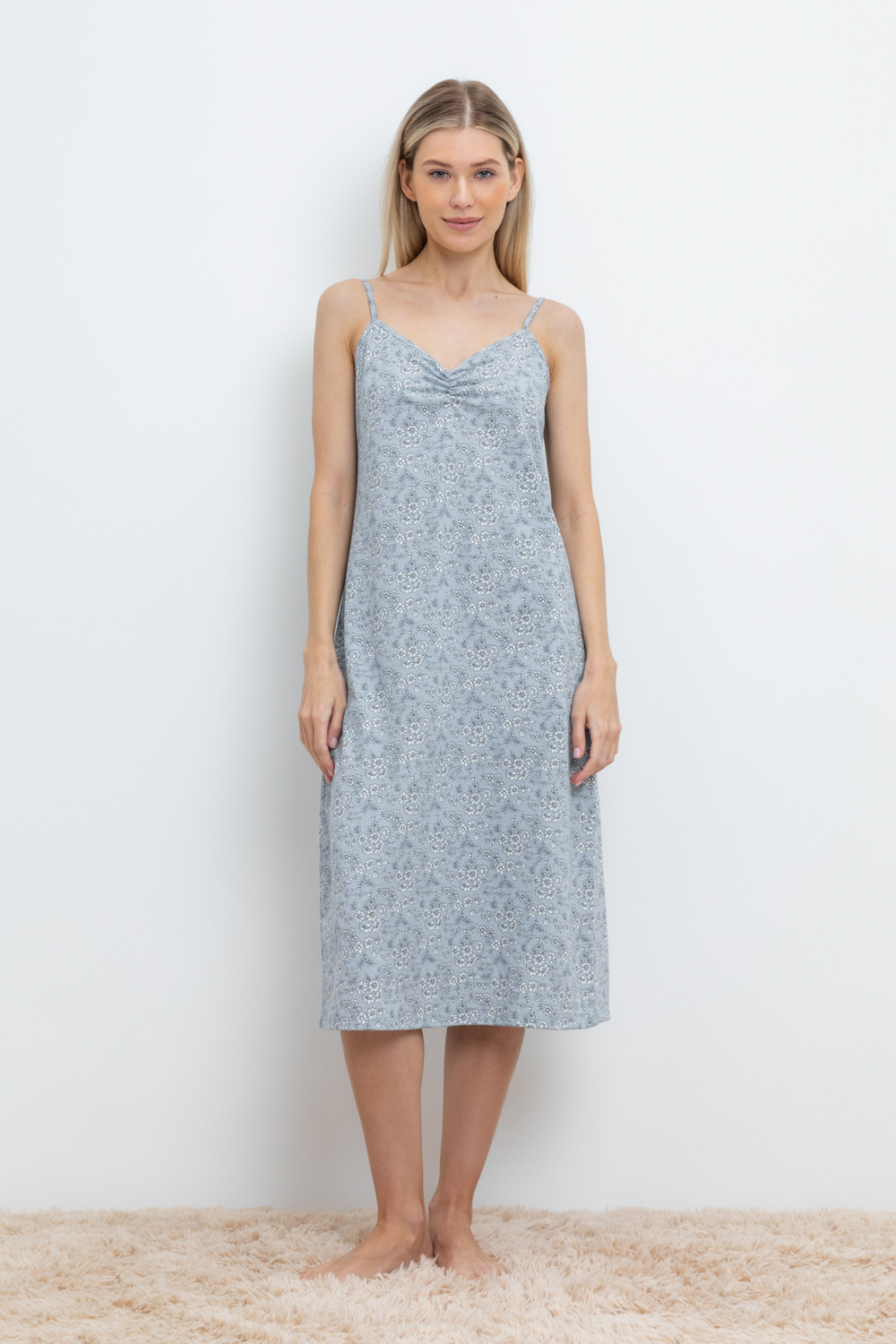 Е 10008_пыльно-синий, полевые цветы Сорочка