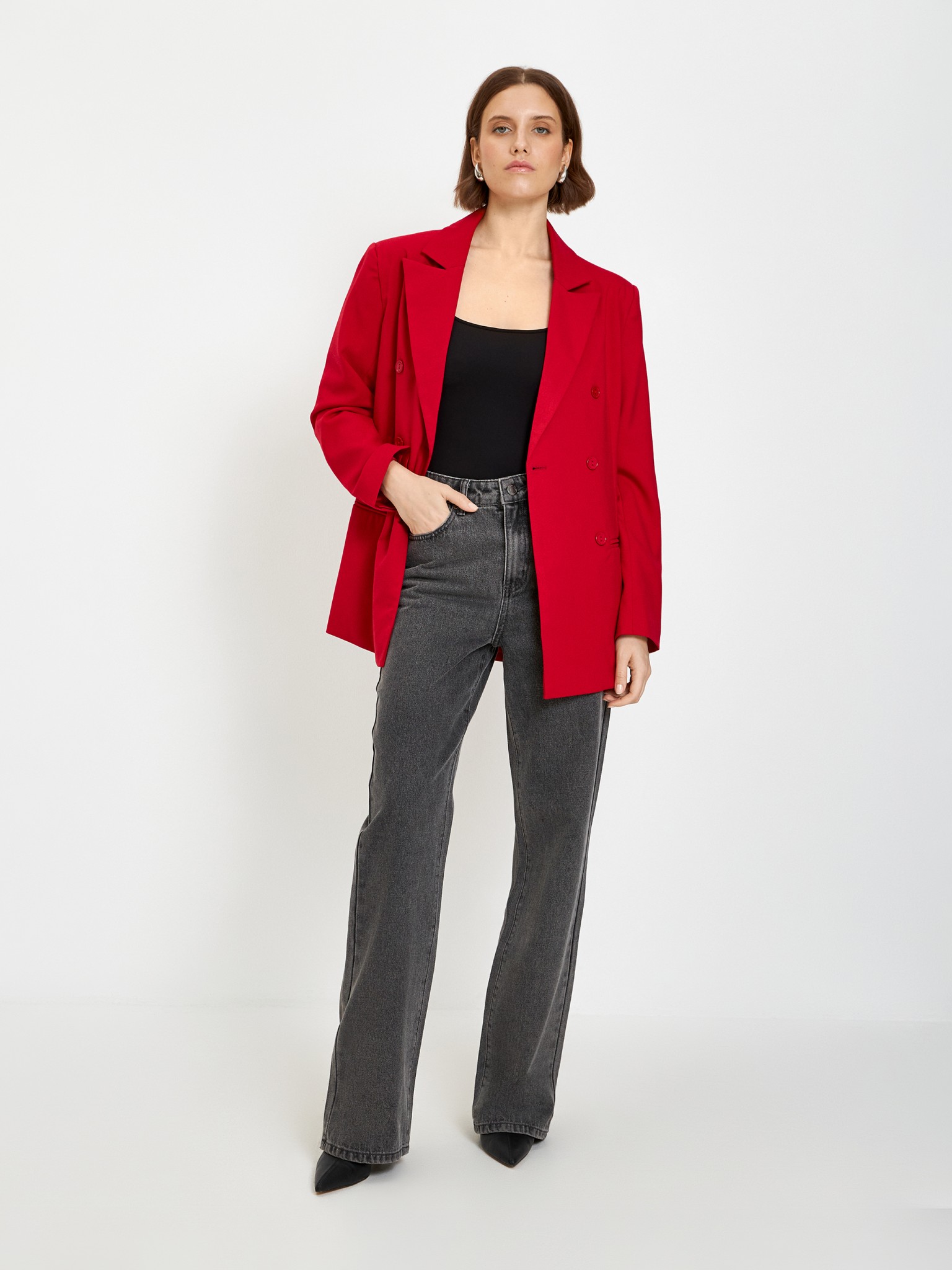 10200440096 Брюки джинсовые жен. Burato темно-серый