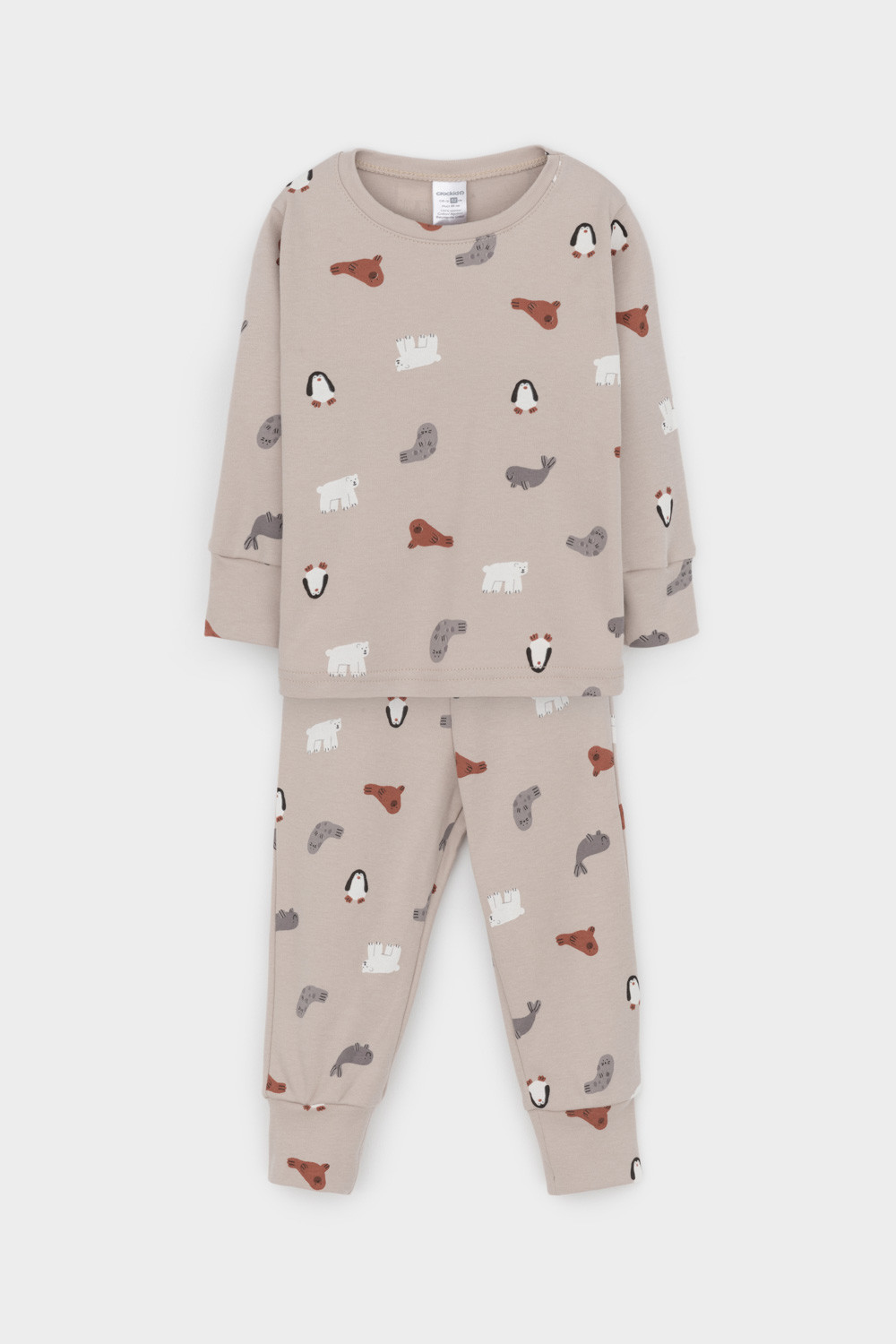 К 1552_северные зверята на бежевом Пижама