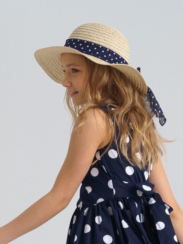 12121913 Шляпа соломенная для девочки