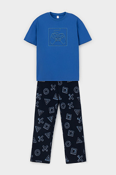 КБ 2831_ярко-голубой, объемные фигуры Пижама