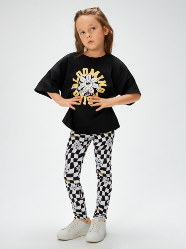 20234200002 Набор для девочек ((1)футболка и (2)брюки) Evora черно-белый