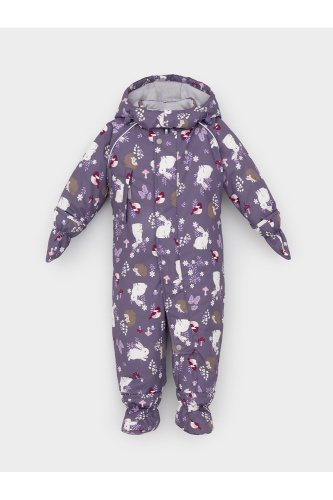 ВК 60032_н_55 Ал_темно-фиолетовый, лесные животные Комбинезон