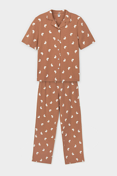 КБ 2829_кофейный мусс, белый кролик Пижама