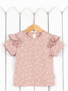 Ф151/3-И Футболка (молочные сердечки на пудре)