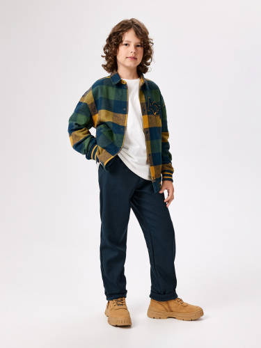 20140160097 Брюки (утепленные) детские для мальчиков Zorano синяя клетка