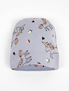 А38/19-И(М) Шапка (единороги на сером)