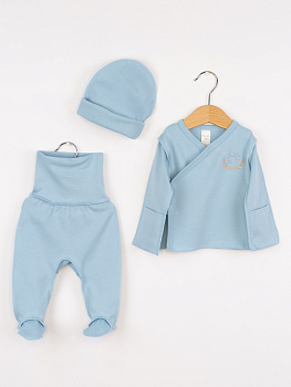 КН171/3-И Комплект для н/рожденных (вышивка/шапка/цвет незабудка)