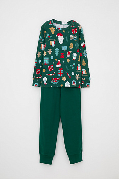 К 1552_тем.зеленый, новогоднее ассорти Пижама