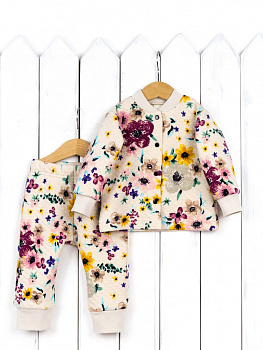 КД489/5-К(М) Комплект детский (жакет+брюки/капитон/цветы на экрю)