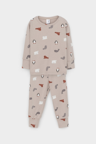 К 1552_северные зверята на бежевом Пижама