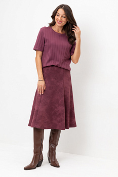 ЕВТ 7024_сливовое вино, эффект замши Юбка