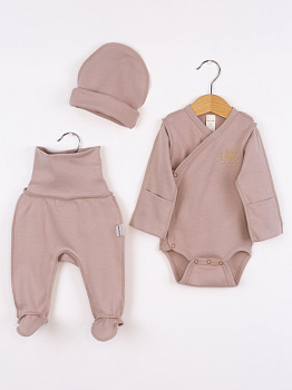 КН172/2-И Комплект для н/рожденных (боди/вышивка+ползунки+шапка/цвет бежевый)