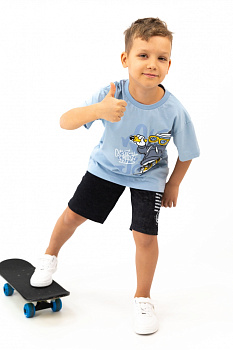 Ф136/1-К(М) Футболка  (печать/серо-голубой)