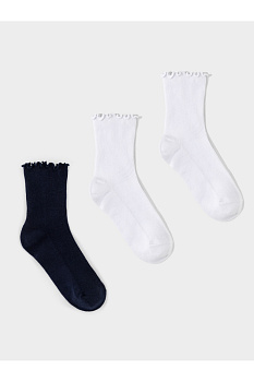 К 9697-3_3 ФВ_белый, темный индиго Набор носки