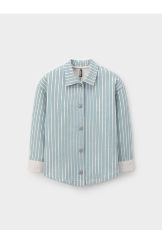 КР 302991_серо-голубая полоска к707 Рубашка