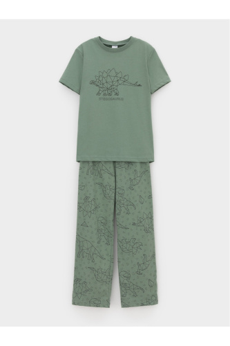 К 1599_весенний зеленый, динозавры Пижама
