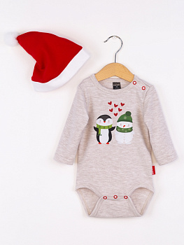 КД564/2 Комплект детский (боди/печать/светло-бежевый меланж)