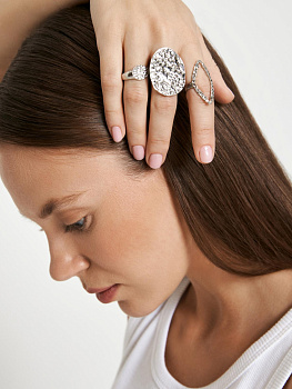 10206240097 Набор из 3 колец жен. Mykonos серебристый