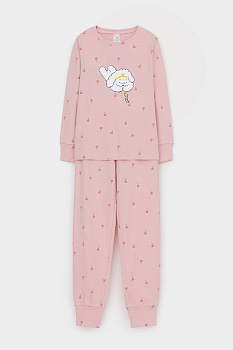 К 1621_розовый жемчуг, цветочная поляна Пижама