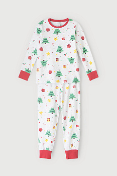 К 1552_веселые елочки на белом Пижама