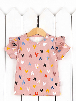 Ф151/2-И Футболка (сердечки на бежевом)