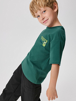 20120510284 Футболка детская для мальчиков Alcor1 темно-зеленый